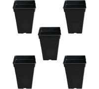 Control Garden Pack 5 Macetas Cuadradas para Plantas Negra 14 L - Maceteros de Plástico para Flores - Tiesto para Cultivos Resistente