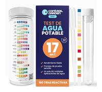 CONTROL GARDEN Test Agua Potable 17 en 1 | 160 Tiras Reactivas | Análisis Completo pH, Dureza, Cloro, Metales Pesados y Más | Resultados en 30s | Kit Profesional para Agua de Grifo, Pozo y Ósmosis