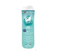 Control Ice Feel - Gel de Masaje Corporal con Efecto Frío y Tapón Masajeador - 200 ml - Base acuosa - Compatible con preservativo - Hidratante - Hipoalergénico - Sin azúcar - No mancha