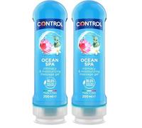 Control Gel Mediterranean Sea 2en1 - Gel de Masaje Corporal con Aroma a Cítricos y Sándalo - 200 ml - Base acuosa - Compatible con preservativo - Hidratante - Hipoalergénico. (Paquete de 2)