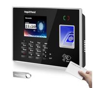 Control horario empleados Español, H2 Reloj de fichar con Huella Dactilar, 15 RFID Tarjetas, Maquina de fichar empleados de hasta 1000 usuarios sin conexión Internet Negro Escáner