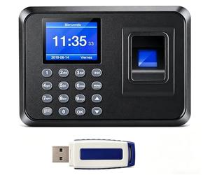 Control Horario Empleados, Maquina Fichar Empleados Español, Máquina de Asistencia Biométrica con Capacidad de 1000 Huellas, Reloj para Fichar, Sin Conexión Internet con Memoria USB