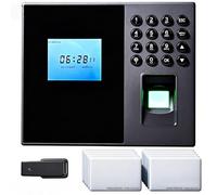 Control Horario para Empleados - Reloj de Fichar Biométrico 3-en-1 con Huella Dactilar, 10 Tarjetas RFID y Código Pin - Máquina de Asistencia para Pequeñas Empresas, Español, Sin Cuotas Mensuales