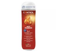 Control Hot Passion - Gel de Masaje Corporal con Efecto Calor y Tapón Masajeador - 200 ml - Base acuosa - Compatible con preservativo - Hidratante - Hipoalergénico - Sin azúcar - No mancha