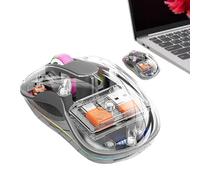 Control inalámbrico transparente para computadora, control de computadora trimodo con luz RGB, tabletas, portátiles, PC, sin ruido, para viajes, sala de estar, dormitorio