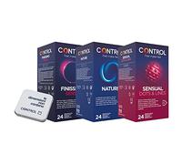 CONTROL Kit Intense Summer: 72 unidades (24 Nature, 24 Senso 0.06mm, 24 Sensual Dots&Lines) + 1 porta condom control