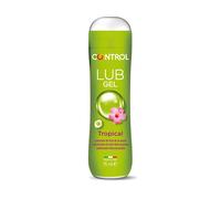 Control Lub Tropical - Gel Lubricante con Aroma a Fruta de la Pasión - 75 mililitros - Base acuosa - Compatible con Preservativo - Hipoalergénico - Sin azúcar - No mancha - Color Transparente