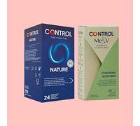 Control Me&V Kit Preservativos Aloe Vera para Cuidar de Tu V 10 ud y Preservativos Nature 24 uds, Disfruta de unos Condones con Ajuste optimo, 34 Unidades
