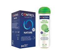 Control Natural, Pack de Preservativos Nature y Gel de Masaje Wild 3 en 1, 99,4% Ingredientes Naturales - 24 Preservativos