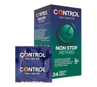 Control Non Stop Retard Preservativos- Caja de condones retardantes para una relación más prolongada, lubricados, ajuste perfecto, sexo seguro, 24 unidades (pack ahorro)