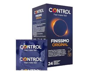 Control Preservativos Finissimo Original. Caja de 24 Condones Súper Finos, Extra Sensibilidad, Lubricados. Disfruta de unos Preservativos con Ajuste Perfecto para una Relación Segura.
