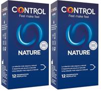 Control Preservativos Nature. Caja de 12 Condones para un Placer Natural, Lubricados, Sexo Seguro. Disfruta de unos Preservativos con Ajuste Perfecto para una Relación Segura. (Paquete de 2)