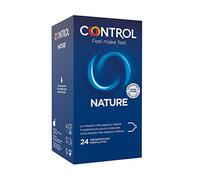 Control Preservativos Nature. Caja de 24 Condones para un Placer Natural, Lubricados, Sexo Seguro. Disfruta de unos Preservativos con Ajuste Perfecto para una Relación Segura.