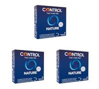 Control Preservativos Nature. Caja de 3 Condones para un Placer Natural, Lubricados, Sexo Seguro. Disfruta de unos Preservativos con Ajuste Perfecto para una Relación Segura. (Paquete de 3)