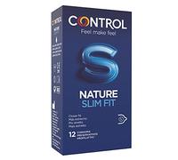 Control Condom Preservativos Nature Slim Fit, lubricados, talla más ajustada, 12 unidades