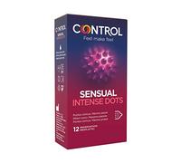 Control Preservativos Sensual Intense Dots - Caja de condones, con puntos cónicos para la estimulación, perfecta adaptabilidad, sexo seguro, 12 unidades