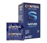 Control Preservativos Slim Fit - Caja de 24 Condones Más ajustados, Lubricados, Sexo Seguro, Preservativos con Óptimo Ajuste (Pack ahorro)