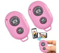 Control Remoto Bluetooth, Control Remoto Inalambrico para Telefonos Inteligentes, 2 Piezas Bluetooth Temporizador Obturador, Fácil Disparador Remoto para iOS Y Android Smartphone Fotos, Rosa