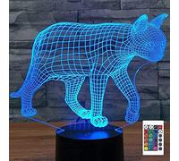 Control remoto de gato 3D 16 luces de noche de colores ilusión acrílico LED mesa lámpara de noche niños dormitorio decoración de escritorio cumpleaños