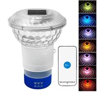 Control remoto, flotador de cloro para piscina, cable controlador solar, clorador de liberación ajustable, 16,51 x 23,49 x 19 cm, luces LED coloridas, ideal para piscinas interiores y exteriores