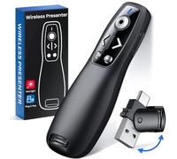 Control Remoto inalámbrico 2 en 1 USB Tipo C para presentación, para PowerPoint, PowerPoint Clicker con hipervínculo y Control de Volumen, PowerPoint Slide Advancer para Mac, computadora, Laptop