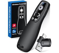 Control Remoto inalámbrico 2 en 1 USB Tipo C para presentación, para PowerPoint, PowerPoint Clicker con hipervínculo y Control de Volumen, PowerPoint Slide Advancer para Mac, computadora, Laptop