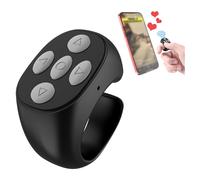 Control remoto inalámbrico Bluetooth 2026 con la punta del dedo - Anillo de desplazamiento para TikTok con obturador de cámara negro