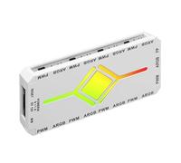 Controlador ARGB - ABS 4.72x0.39x2.17 pulgadas PWM FanHub | Divisor LED ARGB con control remoto inalámbrico con diseño magnético, 5V3 pines, soporte para la configuración de la sala de juegos en
