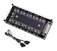 Controlador ARGB Hub de 10 Puertos Hub Ventiladores PC con Alimentación SATA, Splitter ARGB 5V 3 Pines para Ampliar Interfaz de Placa Base Fan Hubs con Adhesivo 3M para PC Gaming y Modding