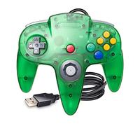 Controlador clásico N64 para PC, controlador USB N64 con cable para juegos, controlador Joypad para Windows, Mac y Raspberry Pi, verde transparente