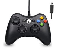Controlador con cable para Xbox 360, Hovlia USB Game PC Controller con joystick actualizado compatible con Microsoft Xbox 360 y Slim/PC Windows 10/8/7 (negro)