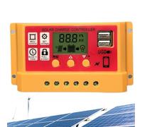 Controlador de batería solar, controladores de carga para paneles solares - Regulador del panel solar de 12V/24V con LCD,Puerto USB doble, configuración de temporizador automático, modos de control de