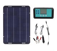 Controlador de carga de panel solar de 18 V con doble USB, carga rápida, compatible con USB D para coche, autocaravana, barco, silicio de cristal, azul y negro (A)