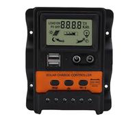 Controlador de carga solar, 20a 12V 24V Regulador de panel adaptativo automático Controlador solar con puertos Duales USB y CC para RV, barco, módulo de luz de calle