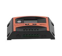 Controlador de carga solar con regulador MPPT, cargador fotovoltaico de baterías con puerto USB dual 12 V/24 V, pantalla digital para sistemas de paneles solares, compacto y de (60A)