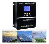 Controlador de carga solar de 100 A con pantalla LCD, 7 modos de funcionamiento y puertos de cableado grandes para una eficiencia energética óptima (100 A)