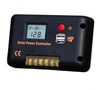 Controlador de carga solar de 12 V 24 V 30 A para tierra positiva PWM con pantalla LCD y salida dual USB 5V 2 5A, gestión y protección automática para paneles solares y baterías