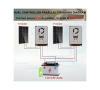 Controlador de Carga Solar MPPT Paso A Paso 25A, Entrada de 720W 18-80V, Paso Automático para Baterías de Litio de 12V/24V, Ácido Plomo, Gel