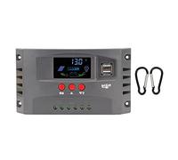 Controlador de carga solar MPPT, regulador de energía solar de adaptación automática de 12 V y 24 V con pantalla LCD y dobles puertos USB de CC para RV, yate y farolas solares. (30A)