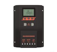 Controlador de carga solar PWM, 50A-100A 12V-48V Dual USB LCD Display Protección de sobrecarga de alta eficiencia para el hogar RV Marine Off Grid sistemas de alimentación (80A)