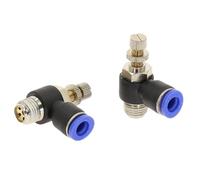 Controlador de caudal neumático SL" tipo L, manguera de 4-12 mm de diámetro exterior, 1/8", 1/4", 3/8", 1/2" BSPT macho, válvula limitadora de caudal de aire y gas, conexión rápida(8mm OD Hose,1/4")