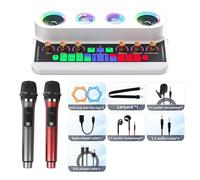 Controlador de DJ, Live Broadcast Sound Card Au-dio Integrated Machine Home KTV Device Colorful Change of Voice With Mic for Phone(S20 White Package 2)