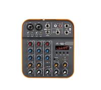 Controlador de DJ, Mezclador de de 4 canales, consola de DJ con Bluetooth, tarjeta de sonido USB de 48 V for PC, grabación, micrófono y transmisión en