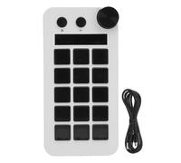 Controlador de Estudio con 15 Claves, Controlador de Transmisión con Perilla, Diseños Visuales Personalizables y Macros para Software de PC, Activando Acciones en Aplicaciones (BLACK) (WHITE)
