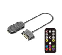 Controlador de iluminación ARGB | Material ABS, hub de 3 pines para alimentación SATA, interruptor de modo manual para ventiladores de carcasa de PC y tiras LED (control remoto negro)