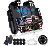 Controlador de juego móvil Gamepad con banco de energía | ventilador de refrigeración portátil para PUBG, Fortnite L1R1 Aim y disparador Joystick para iPhone iOS Android teléfono Grip Handle [versión