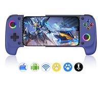 Controlador de juegos móvil para iPhone/Android con funda de soporte, efecto Hall, mando de mando a distancia con efecto vibratorio y función turbo, controlador de teléfono retráctil con RGB para PS