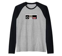 Controlador de Juegos Vintage Joystick Videogamer 8Bit Retro Camiseta Manga Raglan