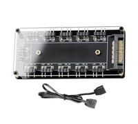 Controlador de luz de concentrador de ventilador de PC, 10 en 1, divisor de iluminación ARGB, concentrador de ventilador negro con alimentación para interfaz de placa base, fácil gestión de