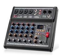 Controlador de mezclador de audio profesional para DJ - Controlador DJ de 6 canales Mezclador de sonido con efectos predefinidos DSP 16, interfaz USB, entrada de 4 XLR Mic/línea, AUX, FX procesador MP3, conector para auriculares - Pyle PMX466